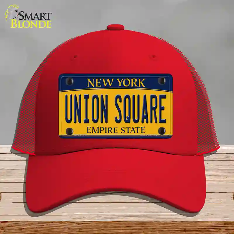 Union Square New York Novelty License Plate Hat Mesh / Red