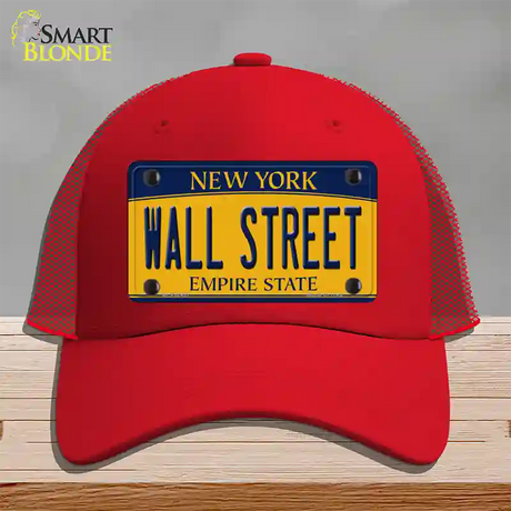 Wall Street New York Novelty License Plate Hat Mesh / Red