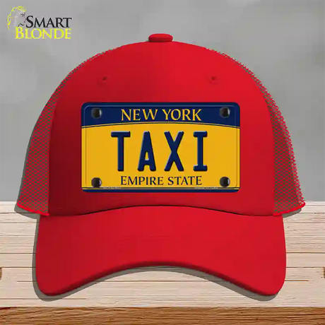 Taxi New York Novelty License Plate Hat Mesh / Red