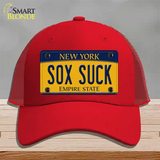 Sox Suck New York Novelty License Plate Hat Mesh / Red