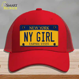 NY Girl New York Novelty License Plate Hat Mesh / Red