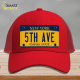 5th Ave New York Novelty License Plate Hat Mesh / Red