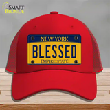 Blessed New York Novelty License Plate Hat Mesh / Red