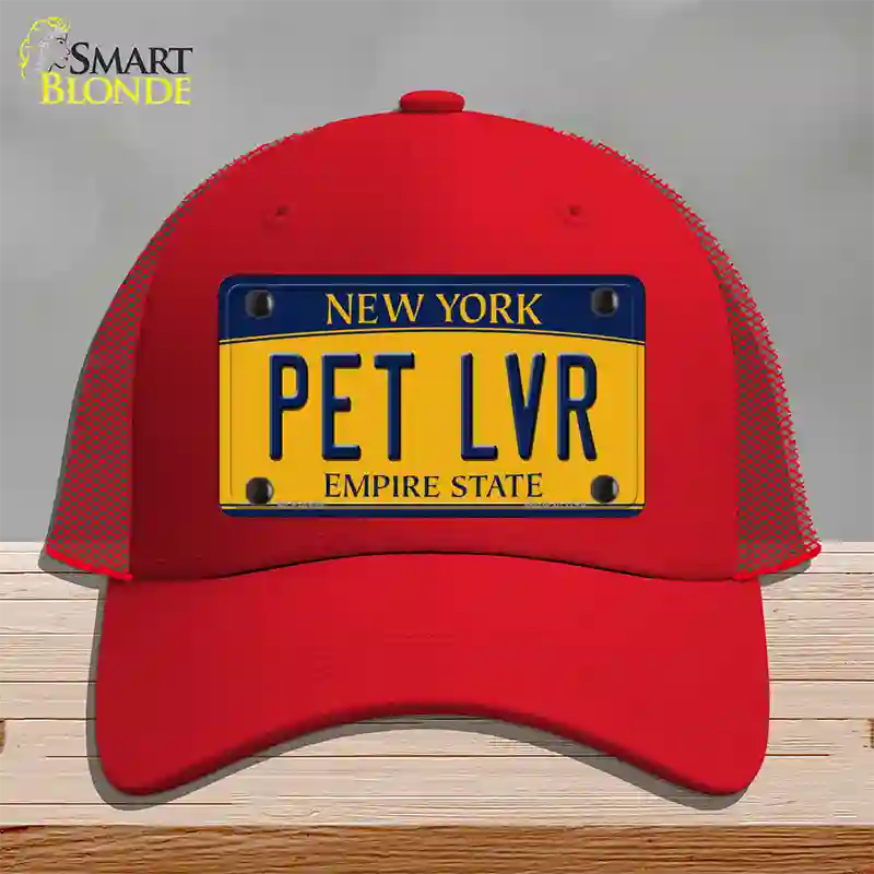 Pet Lvr New York Novelty License Plate Hat Mesh / Red