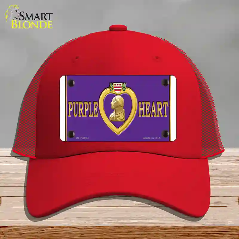 Purple Heart Novelty License Plate Hat Mesh / Red