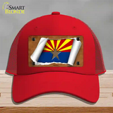 Arizona Flag Scroll Novelty License Plate Hat Mesh / Red