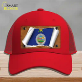 Kansas Flag Scroll Novelty License Plate Hat Mesh / Red