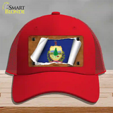 Vermont Flag Scroll Novelty License Plate Hat Mesh / Red