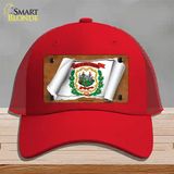 West Virginia Flag Scroll Novelty License Plate Hat Mesh / Red