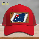 Australia Flag Scroll Novelty License Plate Hat Mesh / Red