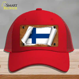 Finland Flag Scroll Novelty License Plate Hat Mesh / Red