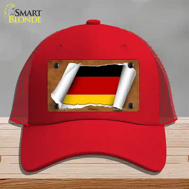 Germany Flag Scroll Novelty License Plate Hat Mesh / Red