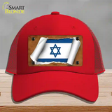 Israel Flag Scroll Novelty License Plate Hat Mesh / Red