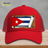 Cuba Flag Scroll Novelty License Plate Hat Mesh / Red