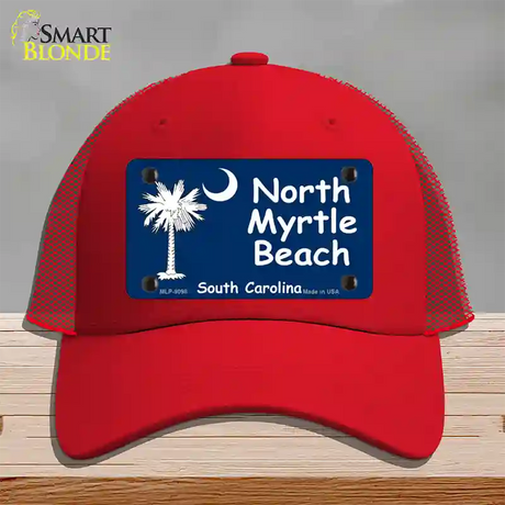 North Myrtle Beach Flag Novelty License Plate Hat Mesh / Red