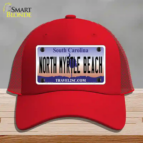 North Myrtle Beach South Carolina Novelty License Plate Hat Mesh / Red