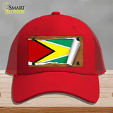 Guyana Flag Scroll Novelty License Plate Hat Mesh / Red