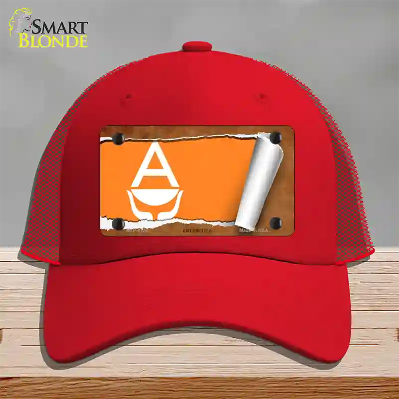 Antarctica Flag Scroll Novelty License Plate Hat Mesh / Red