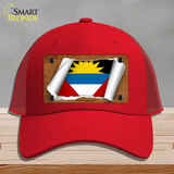 Antigua & Barbuda Flag Scroll Novelty License Plate Hat Mesh / Red