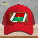 Burkina Faso Flag Scroll Novelty License Plate Hat Mesh / Red