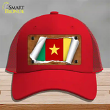 Cameroon Flag Scroll Novelty License Plate Hat Mesh / Red