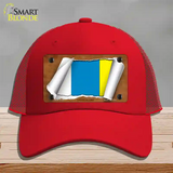 Canary Island Flag Scroll Novelty License Plate Hat Mesh / Red