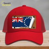 Cook Island Flag Scroll Novelty License Plate Hat Mesh / Red