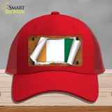 Cote DIvoire Flag Scroll Novelty License Plate Hat Mesh / Red