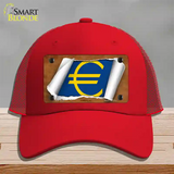 Euro Flag Scroll Novelty License Plate Hat Mesh / Red