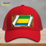 Gabon Flag Scroll Novelty License Plate Hat Mesh / Red