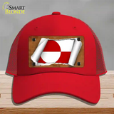 Greenland Flag Scroll Novelty License Plate Hat Mesh / Red