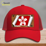 Hong Kong Flag Scroll Novelty License Plate Hat Mesh / Red