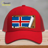 Iceland Flag Scroll Novelty License Plate Hat Mesh / Red