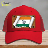 India Flag Scroll Novelty License Plate Hat Mesh / Red