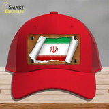 Iran Flag Scroll Novelty License Plate Hat Mesh / Red