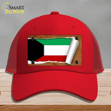 Kuwait Flag Scroll Novelty License Plate Hat Mesh / Red