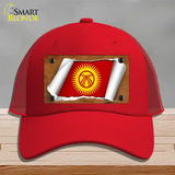 Kyrgyzstan Flag Scroll Novelty License Plate Hat Mesh / Red