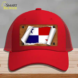 Panama Flag Scroll Novelty License Plate Hat Mesh / Red