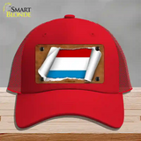 Luxemboury Flag Scroll Novelty License Plate Hat Mesh / Red