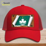 Macan Flag Scroll Novelty License Plate Hat Mesh / Red