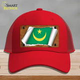 Mauritania Flag Scroll Novelty License Plate Hat Mesh / Red