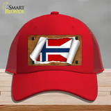 Norway-NS Flag Scroll Novelty License Plate Hat Mesh / Red