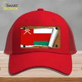 Oman Flag Scroll Novelty License Plate Hat Mesh / Red