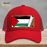 Palestine Flag Scroll Novelty License Plate Hat Mesh / Red