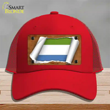 Sierra Leone Flag Scroll Novelty License Plate Hat Mesh / Red