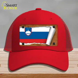 Slovenia Flag Scroll Novelty License Plate Hat Mesh / Red