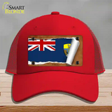 St Helena Flag Scroll Novelty License Plate Hat Mesh / Red