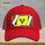 St Vincent Flag Scroll Novelty License Plate Hat Mesh / Red