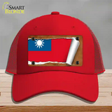 Taiwan Flag Scroll Novelty License Plate Hat Mesh / Red