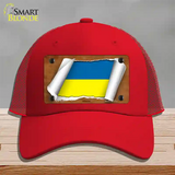 Ukraine Flag Scroll Novelty License Plate Hat Mesh / Red